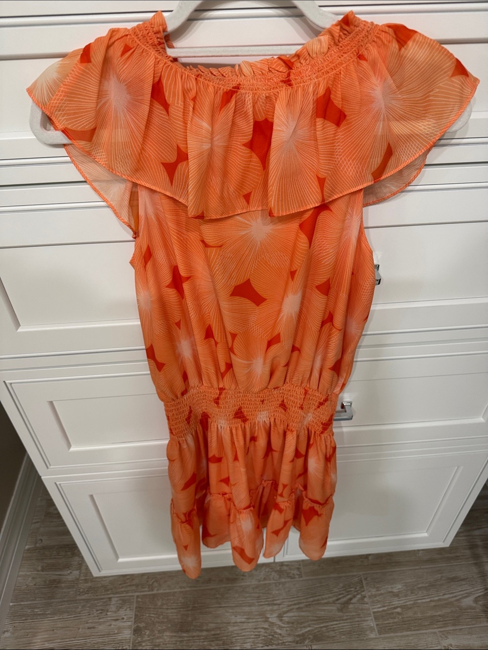 Orange Ruffle V-Neck Mini Dress - Picture 3 of 3